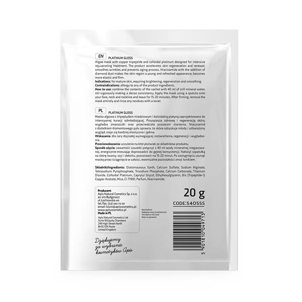Platynowa maska algowa 20g 03.23 tył