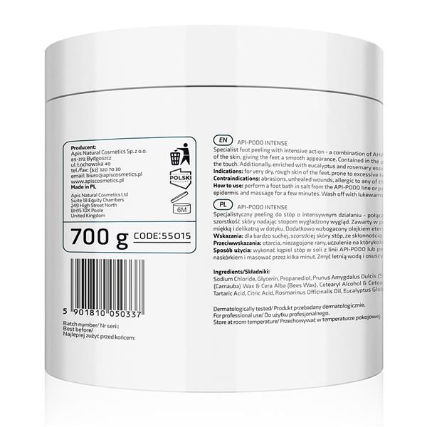 Złuszczający peeling do stóp z kwasami AHA tył